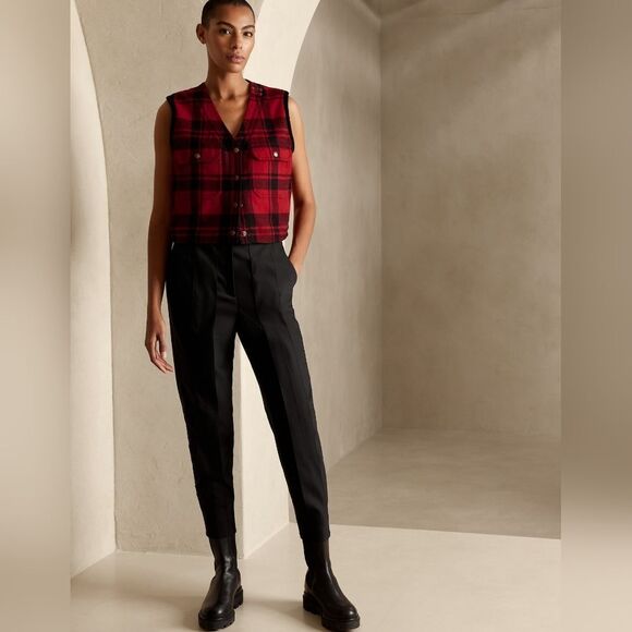 Banana Republic wool blend Reversible plaid vest size s - Picture 2 of 14